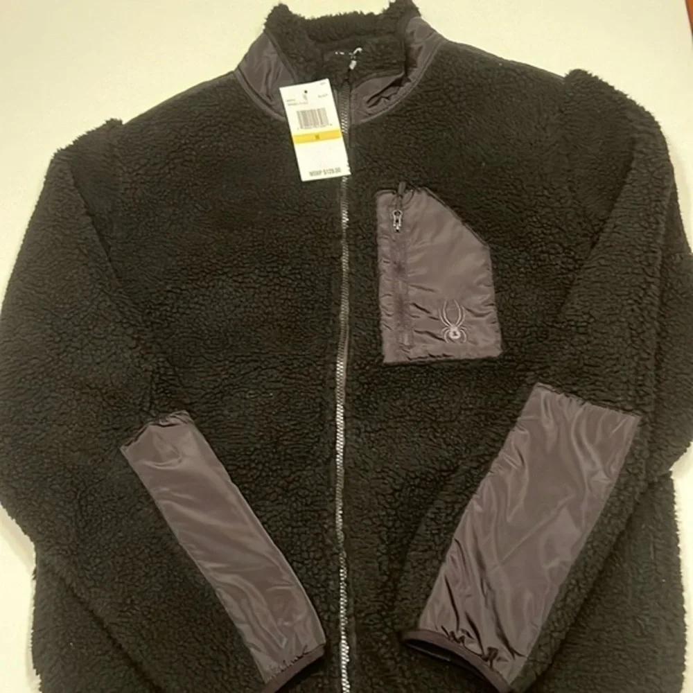 NWT‎ Spyder Men Size M Fur Sherpa Militant Full Zip Jacket Pockets $129 (B1)